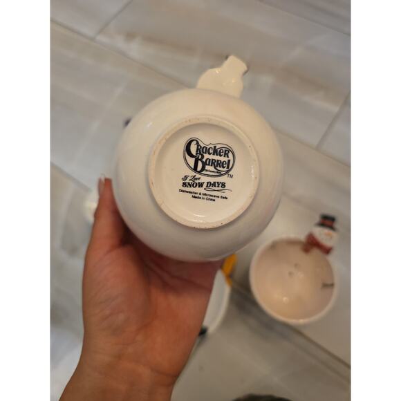 Snowman Ceramic Serving Dish Set 4 Pieces Holiday Christmas Bowls Platte - Picture 15 of 16